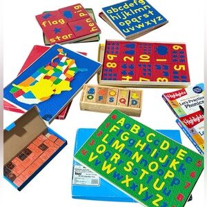 Lauri Letters Numbers Words Map Puzzles Wooden Letter Set Bundle